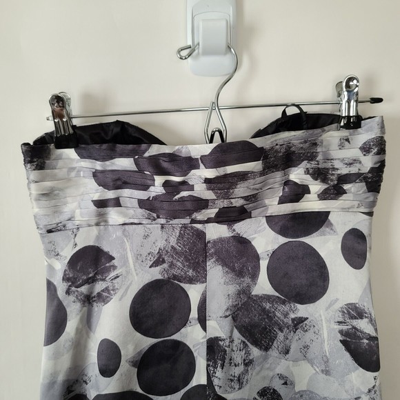 LAUNDRY by Shelli Segal Abstract Print Strapless Silk Mini Dress Sz 2 Black Gray - Picture 7 of 10